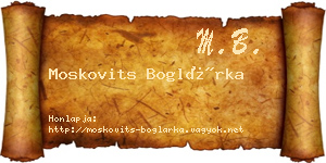 Moskovits Boglárka névjegykártya
