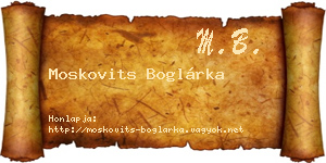Moskovits Boglárka névjegykártya